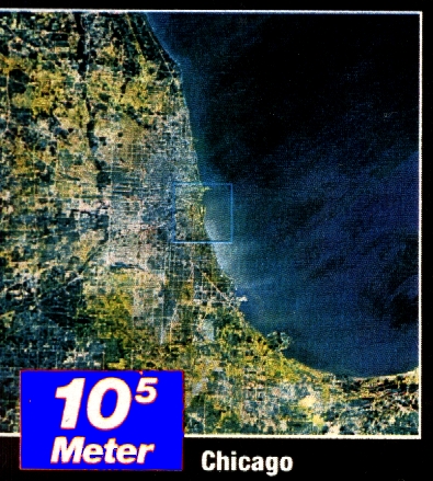 Ansicht eines 100 mal 100 km grossen Ausschnitts: -  Chicago, USA