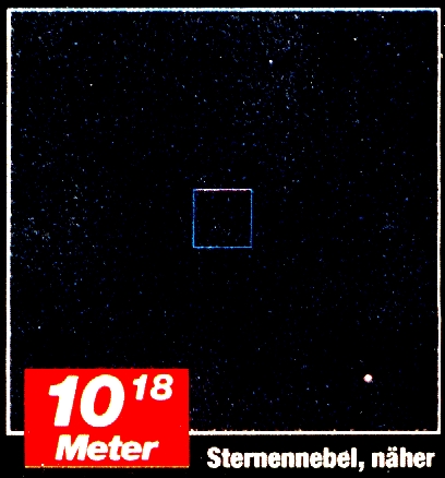 Vorstellung eines vielleicht 10 hoch 18 Meter (> 100 Lj)  grossen quadratischen Ausschnitts: - Sternennebel, näher