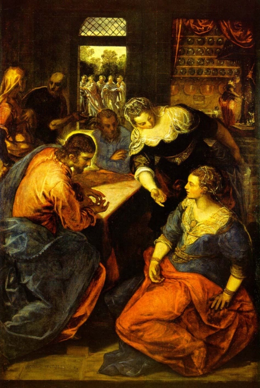 'Christus mit Marta und Maria' von Tintoretto um 1580