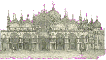 Grafik der Basilika von San Marco zu Venedig - Westfasade